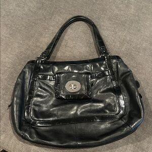 Coach | Cricket Black Patent Leather Triple Compartment Satchel Bag